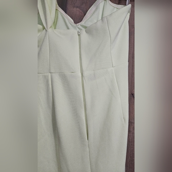 ASOS DESIGN bardot cut-out detail wrapfishtail maxi dress in washed lime.8 NWOT - Picture 13 of 15